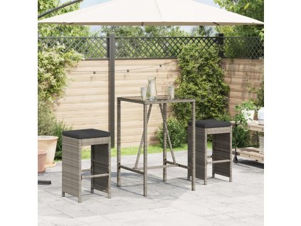 Multidom Záhradné barové stoličky s vankúšmi 2 ks sivé polyratan