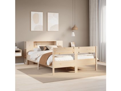 Multidom Posteľ s knižnicou bez matraca 160x200 cm borovicový masív