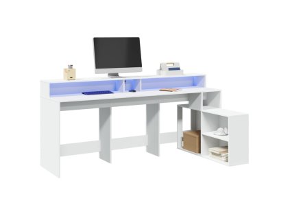 Multidom Stôl s LED svetlami biely 200x104x91 cm kompozitné drevo