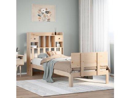 Multidom Posteľ s knižnicou bez matraca 90x190 cm borovicový masív