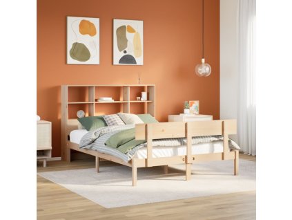 Multidom Posteľ s knižnicou bez matraca 120x200 cm borovicový masív
