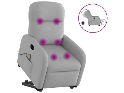 Multidom Zdvíhacie sklápacie elektrické masážne kreslo oblakšedá látka