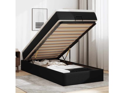 Multidom Osmanský rám postele s matracom čierna 100x200 cm umelá koža