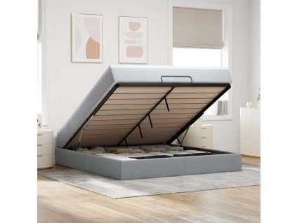 Multidom Osmanská posteľ s matracom svetlosivá 160x200 cm látka