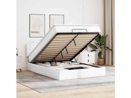 Multidom Osmanský rám postele s matracom biela 140x200 cm umelá koža