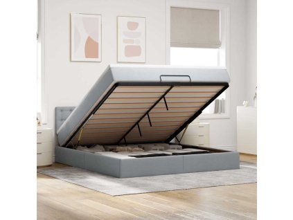 Multidom Osmanská posteľ s matracom svetlosivá 160x200 cm látka