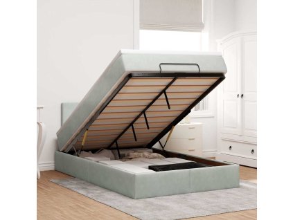 Multidom Osmanský rám postele s matracom svetlosivá 120x200 cm zamat