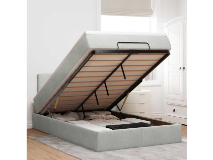 Multidom Osmanský rám postele s matracom svetlosivá 120x200 cm zamat