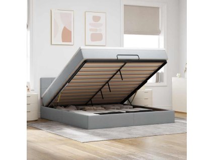 Multidom Osmanská posteľ s matracom svetlosivá 160x200 cm látka