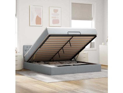 Multidom Osmanská posteľ s matracom svetlosivá 160x200 cm látka