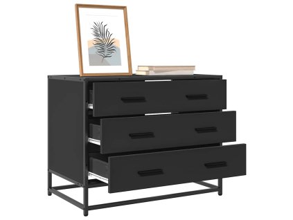 Multidom Skrinka so zásuvkami, čierna 70x41x56 cm, kompozitné drevo