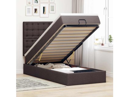 Multidom Osmanská posteľ s matracom tmavohnedá 100x200 cm látka