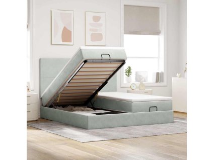 Multidom Osmanský rám postele s matracmi svetlosivá 180x200 cm zamat