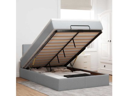 Multidom Osmanská posteľ s matracom svetlosivá 120x200 cm látka