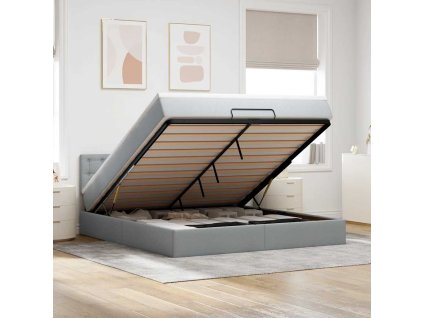 Multidom Osmanská posteľ s matracom svetlosivá 160x200 cm látka