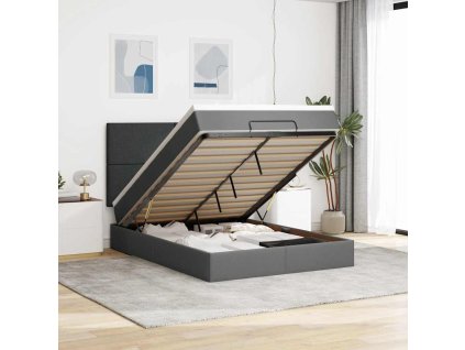 Multidom Osmanská posteľ s matracom tmavosivá 140x200 cm látka