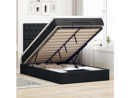 Multidom Osmanský rám postele s matracom čierna 120x200 cm látka