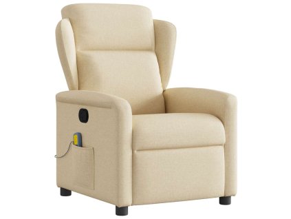 Multidom Sklápacie masážne kreslo krémové látkové