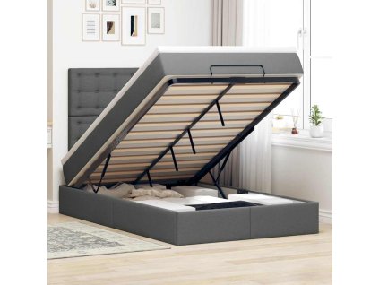 Multidom Osmanská posteľ s matracom a LED tmavosivá 120x200 cm látka