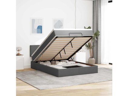 Multidom Osmanská posteľ s matracom tmavosivá 140x200 cm látka