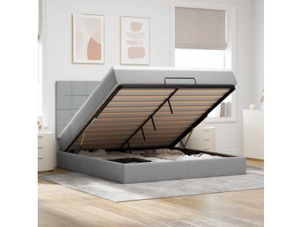 Multidom Osmanská posteľ s matracom svetlosivá 160x200 cm látka