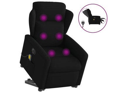 Multidom Zdvíhacie a sklápacie elektrické masážne kreslo, čierne, látka