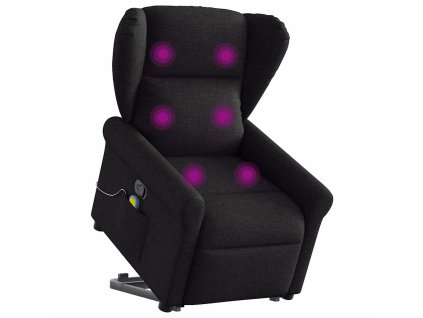 Multidom Zdvíhacie a sklápacie masážne kreslo čierne látkové