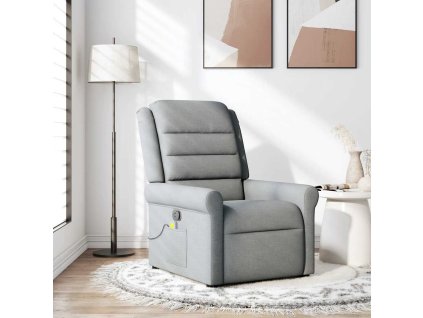 Multidom Sklápacie masážne kreslo bledosivé látka