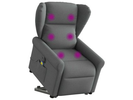 Multidom Zdvíhacie a sklápacie elektrické masážne kreslo tmavosivé látka