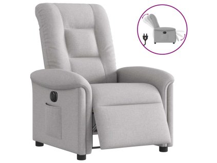 Multidom Elektrické sklápacie kreslo oblakšedá látka