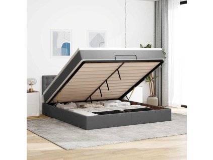 Multidom Osmanská posteľ s matracom Tmavosivá látka 160x200cm