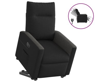 Multidom Elektrické zdvíhacie sklápacie kreslo čierne látka