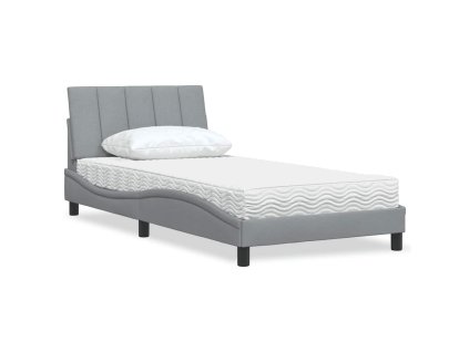 Multidom Posteľ s matracom Hanko bledosivá 100x200 cm látka