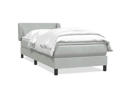 Multidom Posteľný rám boxsping s matracom bledosivý 90x220 cm zamat