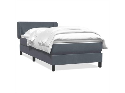 Multidom Posteľný rám boxspring s matracom tmavosivý 90x220 cm zamat