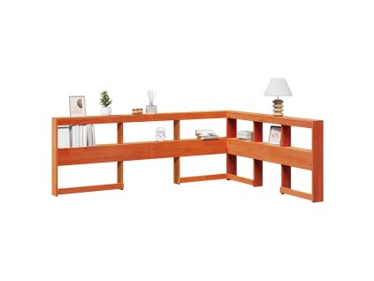 Multidom Knižnica čelo v tvare L voskové hnedé 150 cm masívna borovica