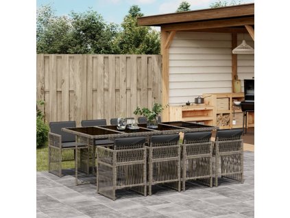 Multidom 9-dielna záhradná jedálenská sada s podložkami sivá polyratan