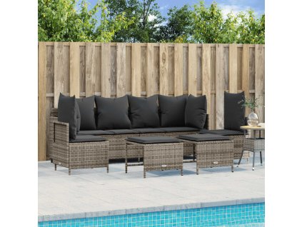 Multidom 5-dielna záhradná súprava pohoviek s vankúšmi sivá polyratanová