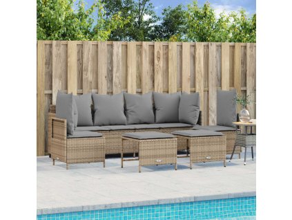 Multidom 5-dielna záhradná súprava pohoviek s vankúšmi béžová polyratan