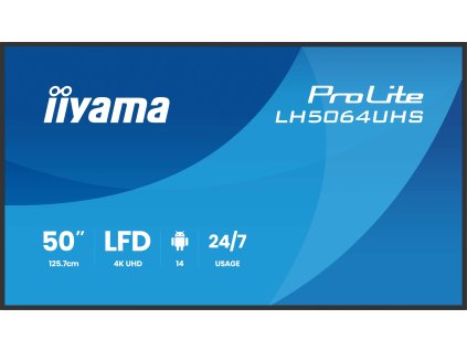 50'' iiyama LH5064UHS-B1AG:VA,4K UHD,Android, 24/7