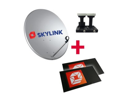 SET pro montáž SKYLINK - CZ+SK 2 x modul NAGRA, parabola 80, LNB monoblok TWIN