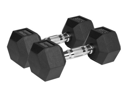 Pogumované liatinové činky HEX 2x9 kg REBEL ACTIVE RBA-2325-09