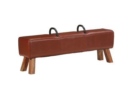 Multidom Vintage lavica v tvare gymnastickej kozy s rúčkami pravá kozia koža