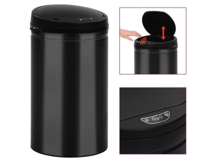 Multidom Automatický odpadkový kôš, senzor 40 l, uhlíková oceľ, čierny