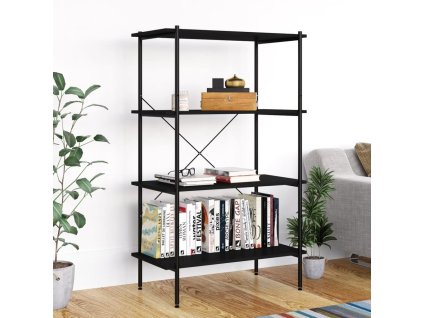 Multidom 4-poschodový policový regál čierny 80x40x130 cm