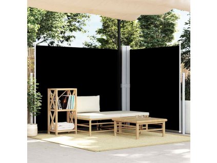 Multidom Zaťahovacia bočná markíza čierna 180x600 cm