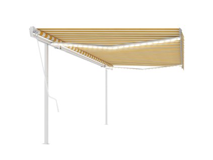 Multidom Automatická markíza, LED a senzor vetra 5x3 m, žltá/biela