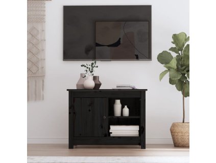 Multidom TV skrinka čierna 70x36,5x52 cm masívna borovica