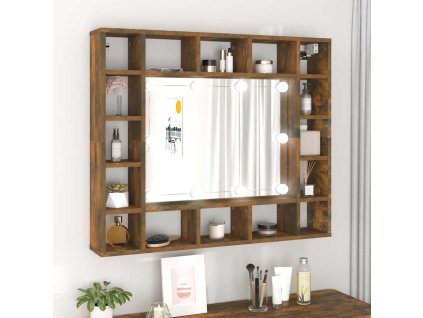 Multidom Zrkadlová skrinka s LED dymový dub 91x15x76,5 cm
