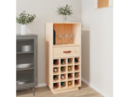 Multidom Stojan na víno 45x34x100 cm cm masívna borovica